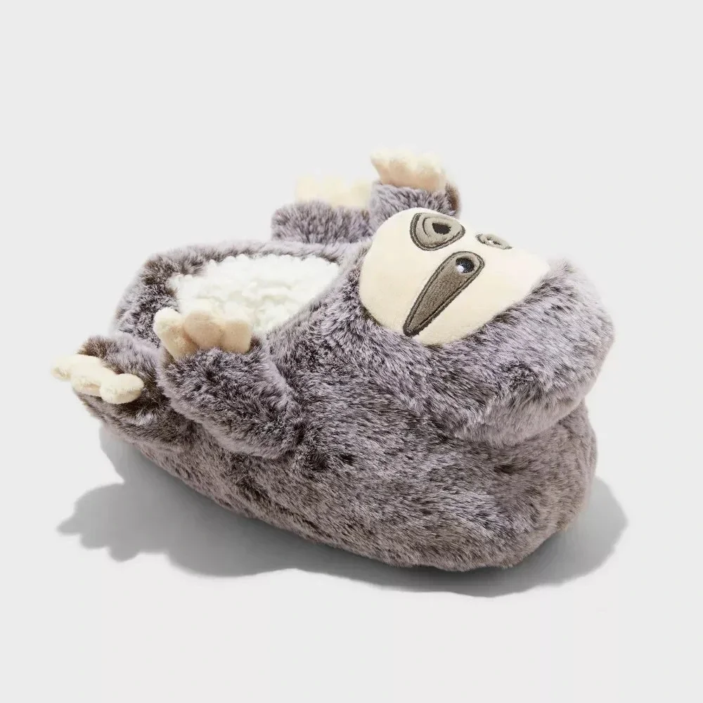 Boys' Gray Sloth‎ Loafer Slippers Cat & Jack Size 4/5 New With Tags